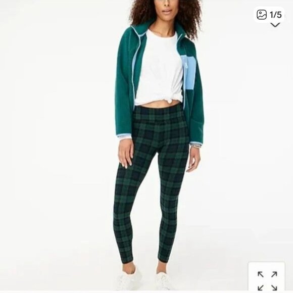J Crew Factory Blackwatch plaid Christmas full-length everyday leggings Size Med - Picture 1 of 8